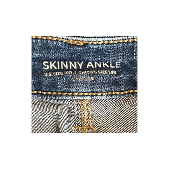 Chico’s Jeans Skinny Ankle High Rise Stretch Frayed Hem Denim Blue Women’s 10R - Picture 7 of 8